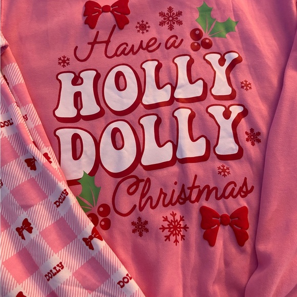 Dollcake Pink Holly Dolly Christmas Pajama Set - Picture 2 of 5